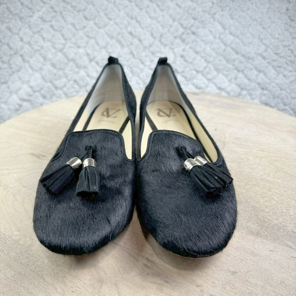 Vince Camuto Nancy Flats Black Horsehair Tassel Loafers 8 Old Money Luxury Flats - Picture 2 of 9